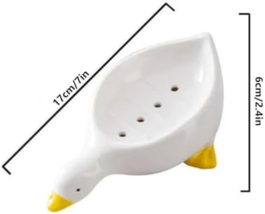 Adorable Duck Soap Dish with Drain for Bathroom and Kitchen