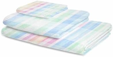 Shine-Home Blue Pink Plaid Towel Set