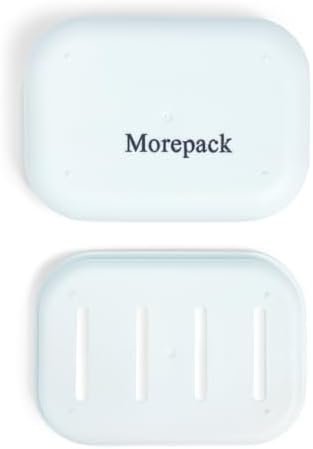 Double Layer Draining Soap Dish with Lid - Light Blue