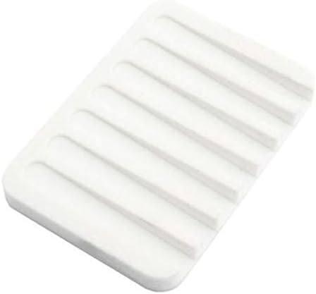 Talented Kitchen Silicone Soap Dish Drainer Tray White 1