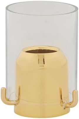 Brass Tone Candle Holder with Glass Shield