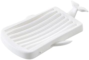 MUCKLILY 1pc White Soap Dish with Drain Tray