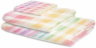 Shine-Home Check Watercolor Towel Set 3pcs Microfiber