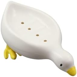 Plastic Self Draining Soap Dish Holder with Cute Duck Design