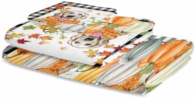 Double Love Thanksgiving Pumpkin Bath Towel Set - 3 Piece Microfiber Towels