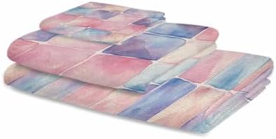 Shine-Home Rainbow Plaid Towel Set for Bathroom