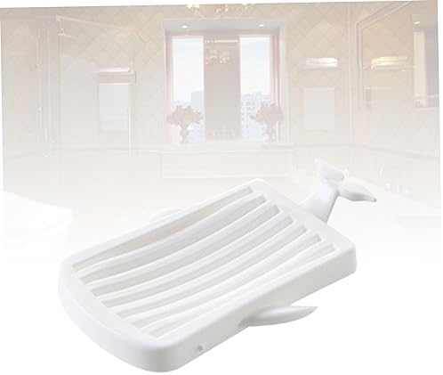 MUCKLILY 1pc White Soap Dish with Drain Tray