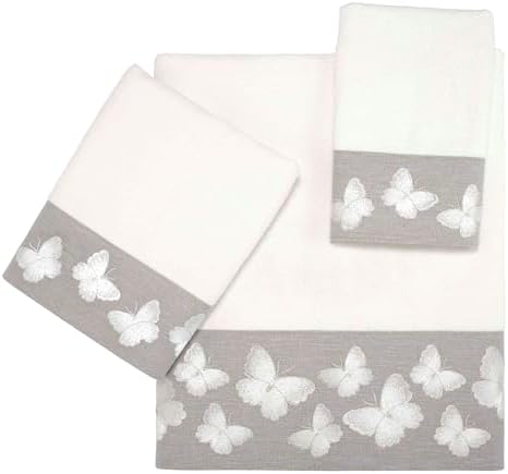 Avanti Linens 3pc Towel Set - Soft Cotton Towels Yara Collection White