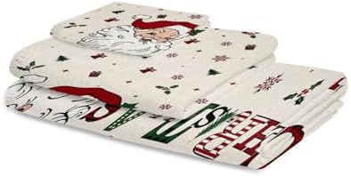 Christmas Bath Towels Set of 3 - Santa Pattern