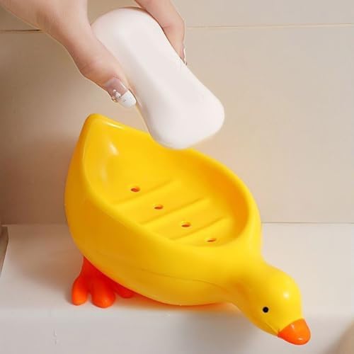 Cute Cartoon Duck Shape Soap Dish with Anti-Slip Design