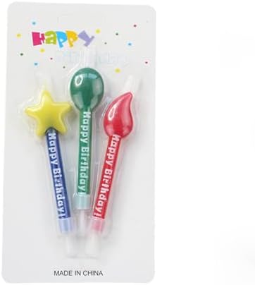 T-shin Birthday Cake Candles Set 3PCS Star Balloon Flame 1