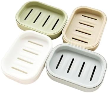4PCS Plastic Soap Dish with Leak Proof Design