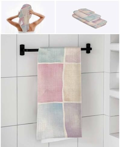 Shine-Home Pink Checkered Towel Set for Bathroom
