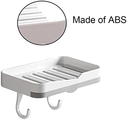 Wall Mounted Soap Dish with Detachable Hooks and Strong Adhesive