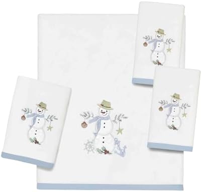 Avanti Linens - Set of 4 Fingertip Towels with Embroidered Snowman Design