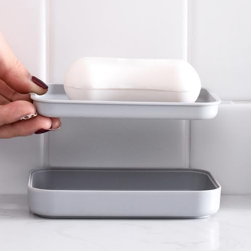Staol 2PCS Plastic Soap Holder for Bathroom and Kitchen