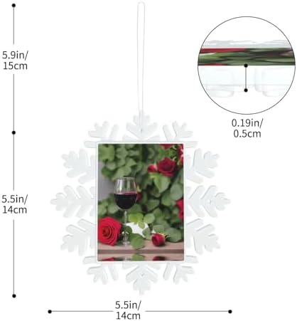Snowflake Christmas Tree Pendants with Red Rose Wine Print