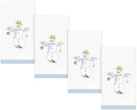 Avanti Linens - Set of 4 Fingertip Towels with Embroidered Snowman Design