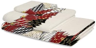 Christmas Bath Towels Set of 3 with Tree Design