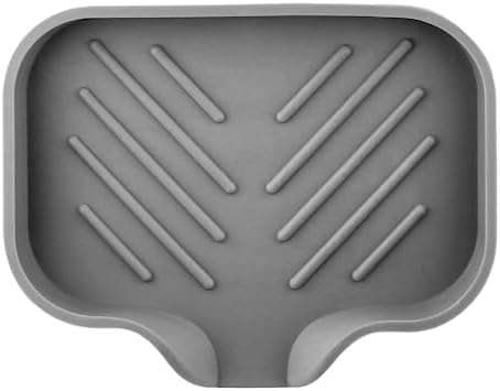 Hordion 1Pcs Grey Silica Gel Self Draining Soap Tray