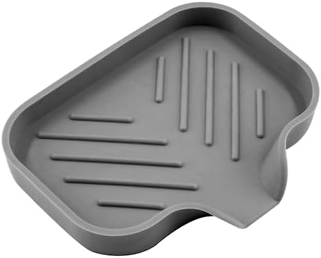 Hordion 1Pcs Grey Silica Gel Self Draining Soap Tray