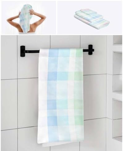 Shine-Home Blue Pink Plaid Towel Set