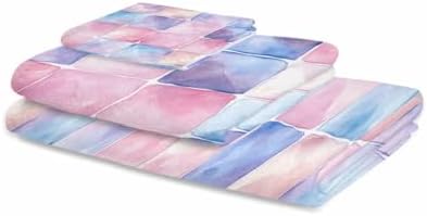 Shine-Home Geometric Plaid Towel Set 3PCS