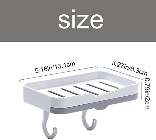 Wall Mounted Soap Dish with Detachable Hooks and Strong Adhesive