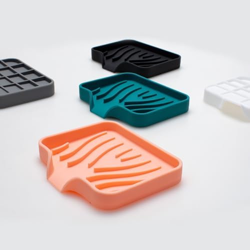TENYELE Silicone Soap Drainer Rectangular Holder for Bathroom Kitchen Hotel