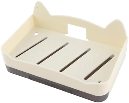 Whimsical Cat Soap Dish with 4 Hooks - Wall Mount Holder