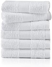LANE LINEN 6-Piece Hand Towel Set - 16 x 28 Black White