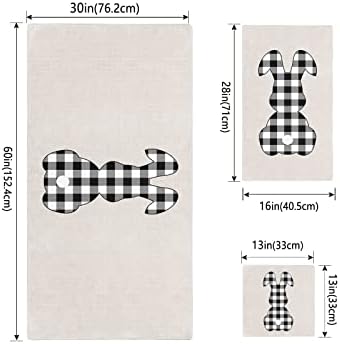 Anzona Easter Plaid Bunny 3-Piece Bath Towel Set 1