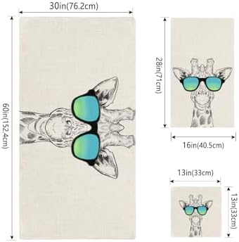 Smile Sunflower 3 Pcs Bath Towels Set with Giraffe Pattern