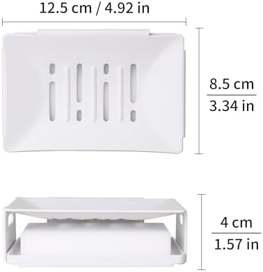 White Bathroom Soap Dish with Drain Spout and Sponge Holder