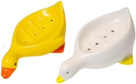 Cute Duck Shape Plastic Soap Dish Holder with Self Draining Design