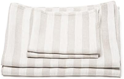 LinenMe Natural Striped Linen Towel Set Lucas 1