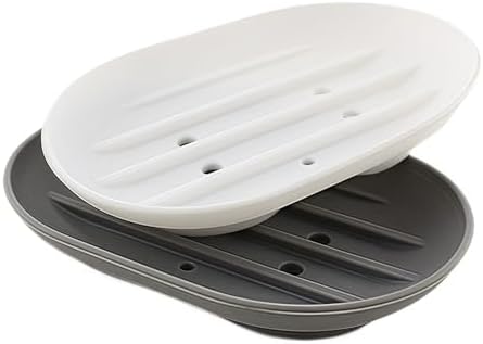 2pcs Silicone Soap Dish with Drain Spout