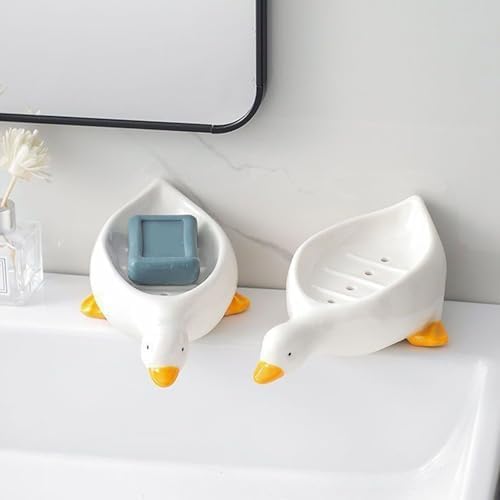 Cute Cartoon Duck Shape Soap Dish with Anti-Slip Design