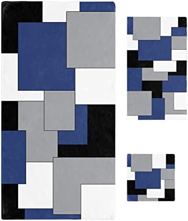 Shine-Home Navy Blue Black Microfiber Towel Set 1