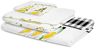 Shine-Home Summer Lemon Stripe Towel Set 3pcs