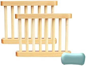 2-Pack Wood Plastic Soap Dish with Drain