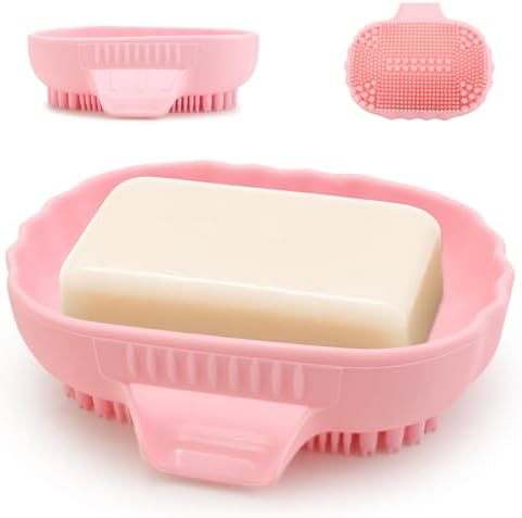 Mabnuby Silicone Sea Shell Soap Dish with Brush and 25 Slope