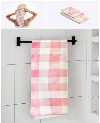Shine-Home Check Watercolor Towel Set 3pcs Microfiber