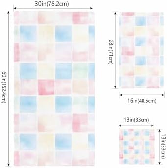 Shine-Home Abstract Plaid Towel Set - Modern Blue Pink Ombre 1