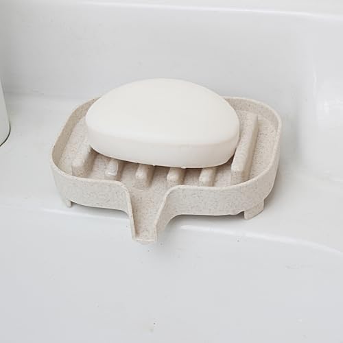 Self Draining Plastic Soap Dish 2-Pack for Bathroom and Shower