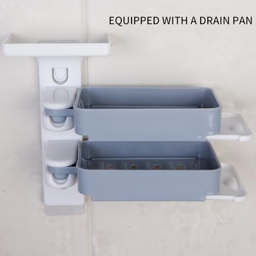 Wall Mount Soap Dish with Drainer Tray Grey