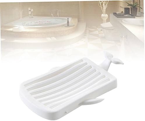 Amosfun Whale Shape Soap Dish with Drain Dual Tray