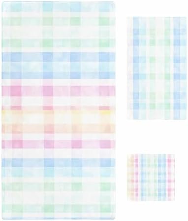 Shine-Home Blue Pink Plaid Towel Set