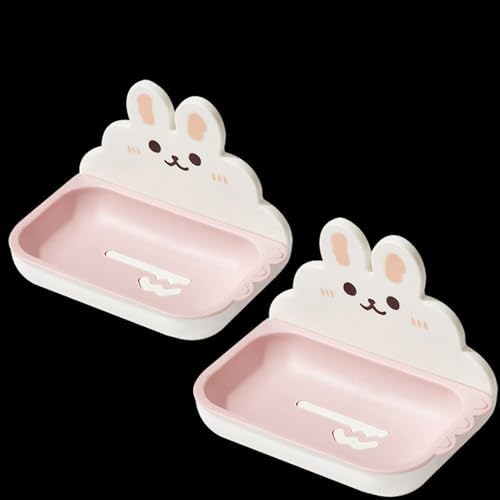 GIFZES Cartoon Rabbit Soap Dish Wall Mount Double Layers