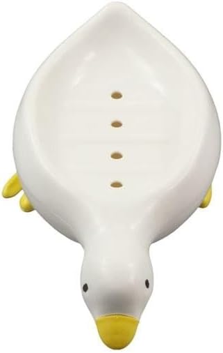 Cute Duck Shape Plastic Soap Dish Holder with Self Draining Design